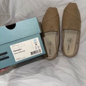 TOMS Tan Burlap Alpargata Slip-Ons